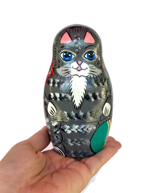 Cats Nesting Dolls for Kids 7 Dolls Animals Wooden Toy Etsy
