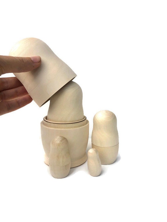 Lot De 5 Poup Es Russes Gigognes Matriochka Vierges Non Peintes Lot De 6 Pi Ces~p113840460