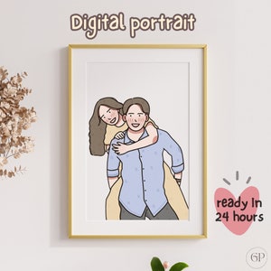 Benutzerdefinierte Karikatur vom Foto, Hochzeitsgeschenk, Benutzerdefinierte Karikatur Porträt, Hochzeitsgeschenk, Porträt Digital Benutzerdefinierte minimalistisch, Geburtstagsgeschenk