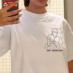 Custom Portrait Outline Shirt, Line Art Photo Shirt For Womens Birthday Gift Custom Portrait Photo Outline Tee For Father&#39;s Day Gift Present