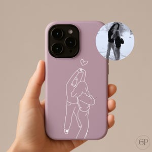 Custom Line Art iPhone Case Personalized Gift for Him and Her Unique Couple Portrait Anniversary, Birthday Present iPhone cover Custom Case