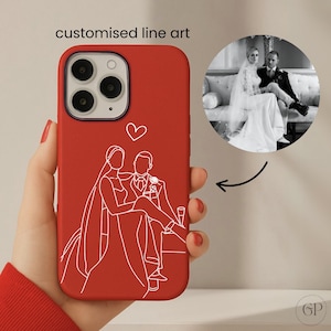 Personalised Minimal Faceless Line Art Hand Drawn Couple Portrait Case Custom Photo iPhone Case Anniversary Gift Birthday Gift Wedding Gift