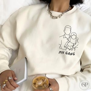 Customise Sweatshirt With Your Photo, Personalize Couples Sweatshirt, Custom Portrait Couples Sweatshirt Line Art, Anniversary Matching Gift