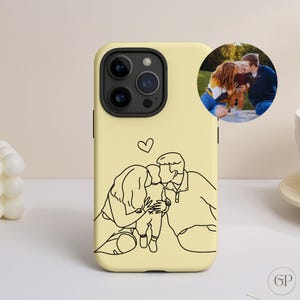 Personalised Minimal Faceless Line Art Hand Drawn Couple Portrait Case Custom Photo iPhone Case Anniversary Gift Birthday Gift Wedding Gift