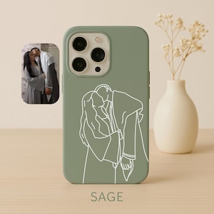 Personalised Minimal Faceless Line Art Hand Drawn Couple Portrait Case Custom Photo iPhone Case Anniversary Gift Birthday Gift Wedding Gift