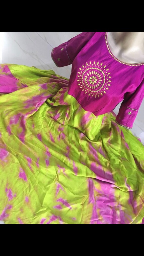 satin shibori long frocks