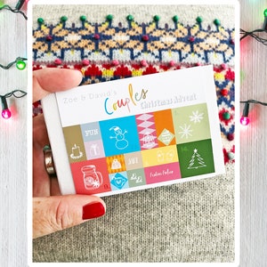Advent Calendar for Couples: Personalised Box with 24 Christmas Cards, Festive Ideas, Seasonal Games & Prompts