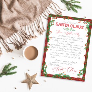 Baixar carta do Papai Noel em casa - Carta do Papai Noel - Imprimir em casa - Belo Design - Véspera de Natal Cartas do Pai Natal DIY