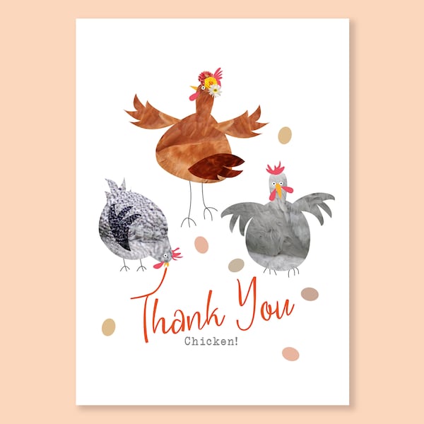 Chicken Thank You Card - Illustrated by Zoe.B - Fun, unusual cards, greeting cards with character!