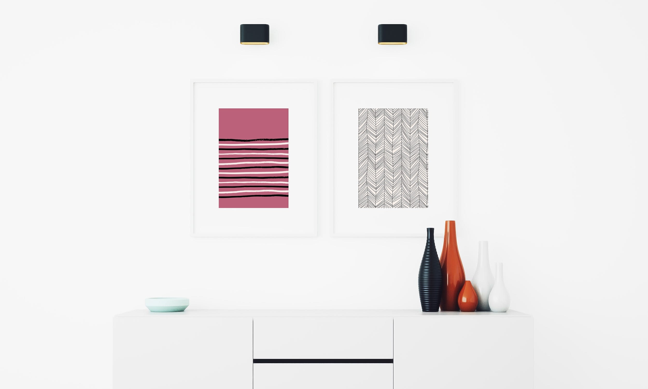 Black Pink and White Wall Art Set of 20 Prints Collage Etsy