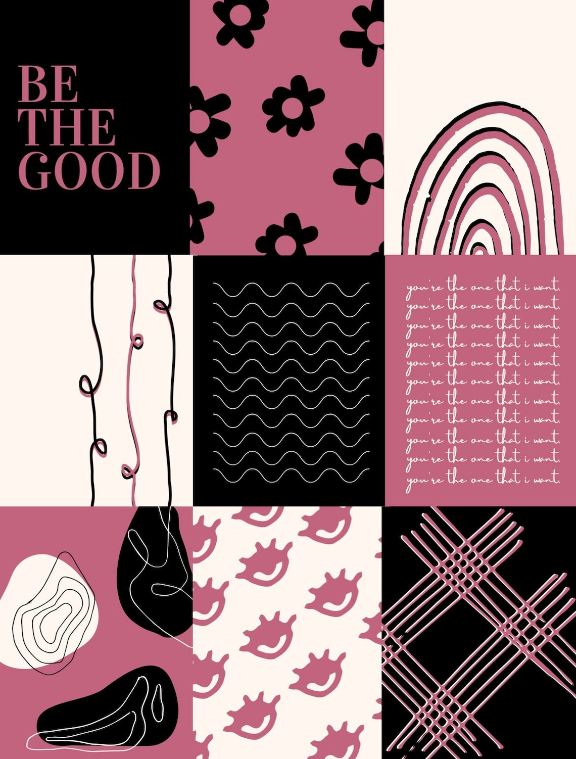 Black Pink and White Wall Art Set of 20 Prints Collage Etsy