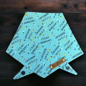 Happy Birthday Dog Bandana, Blue pet party bandana.