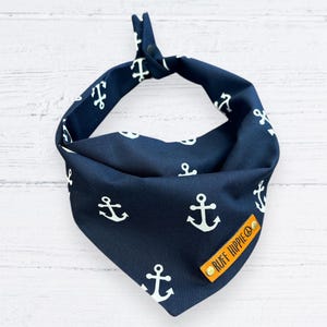 Summer Dog Bandana, Navy Blue with Anchors, Bewch bandana.