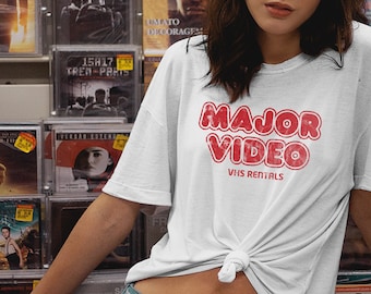 Vintage grote video VHS verhuur winkel shirt