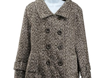 Caban en tweed vintage, veste Academia sombre des années 90, grande taille 1 X