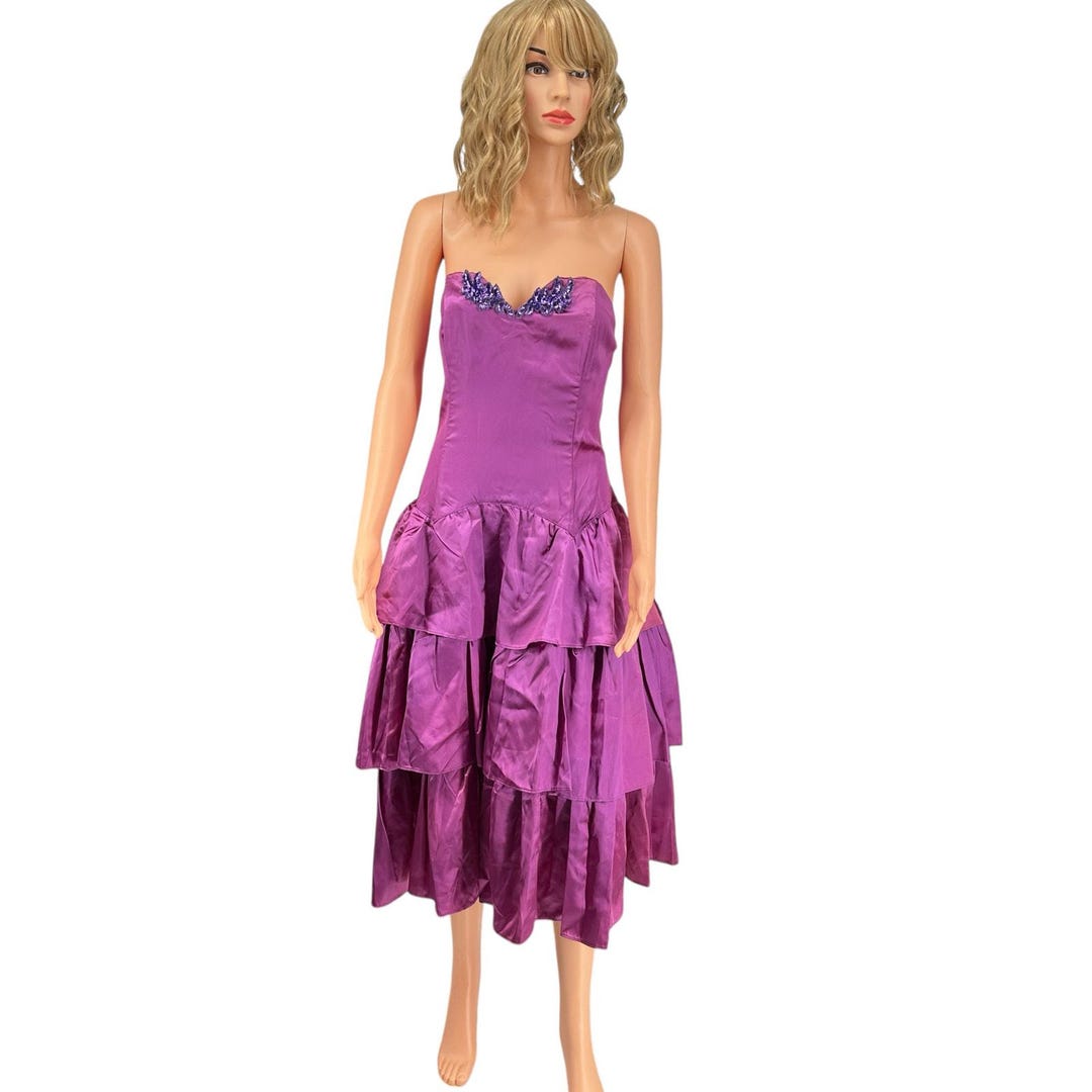 Vintage Gunne Sax 80s Purple Prom Dress 13 Jessica Mcclintock Tiered ...