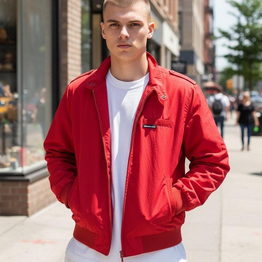 Veste Homme Members Only Marron Café Racer - Taille M, Style Rétro Années 80, Occasion TBEG
