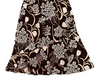Falda midi vintage BCBG Y2K de los años 90, negra, neutra, floral, estilo bohemio, festival, retro