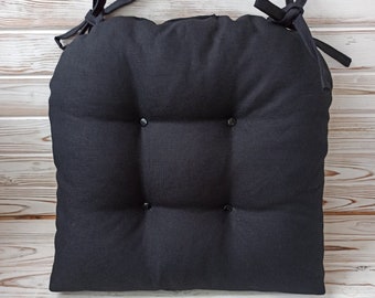 Coussin de banc et coussin de chaise en lin fait main avec options de taille personnalisées - Coussinets de chaise de cuisine avec attaches
