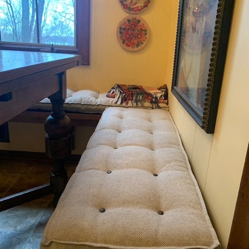 Custom Bench Cushion With Tie Kitchen Chair Pads Etsy