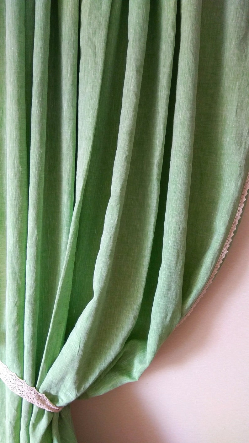 Kitchen curtains linen curtains panel farmhouse curtains | Etsy