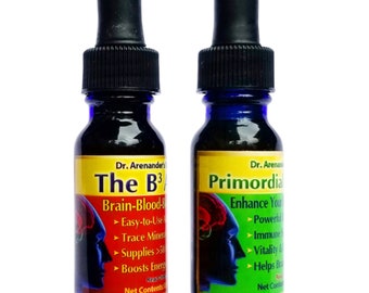 Dual Pack Drops, Primordial Plant and B3 Alkalizing Mineral Drops with Trace, Fulvic, and Humic Minerals for pH Balance and Immunity Boost