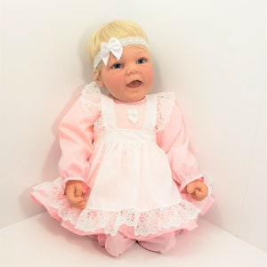 19&quot; - 24&quot; 3 Pc Reborn Doll Dress Pinafore Pantaloons fit Dolls like Adora, Apple Valley, Lee Middleton, Madame Alexander, Paradise Galleries