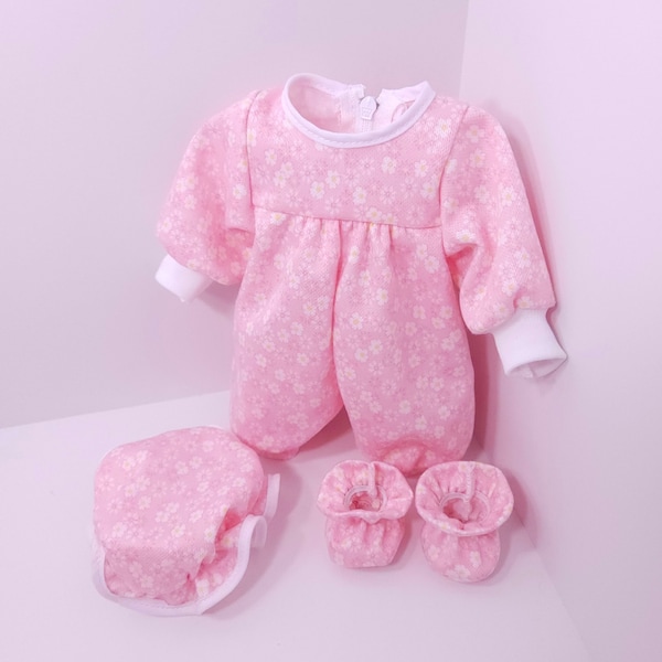 12-13-14 inch Small Pink Baby Doll Pajamas and Accessories fit Dolls like Adora, Corolle, Gotz, Huggums, Lee Middleton, Madame Alexander