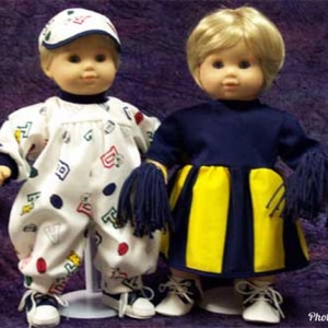 14&quot; 15&quot; 16&quot; Matching Doll Dress and Romper Fit Dolls like Bitty Baby & Twins, Boy Football Jumper / Pajamas, Girl Cheerleader Outfit w Poms