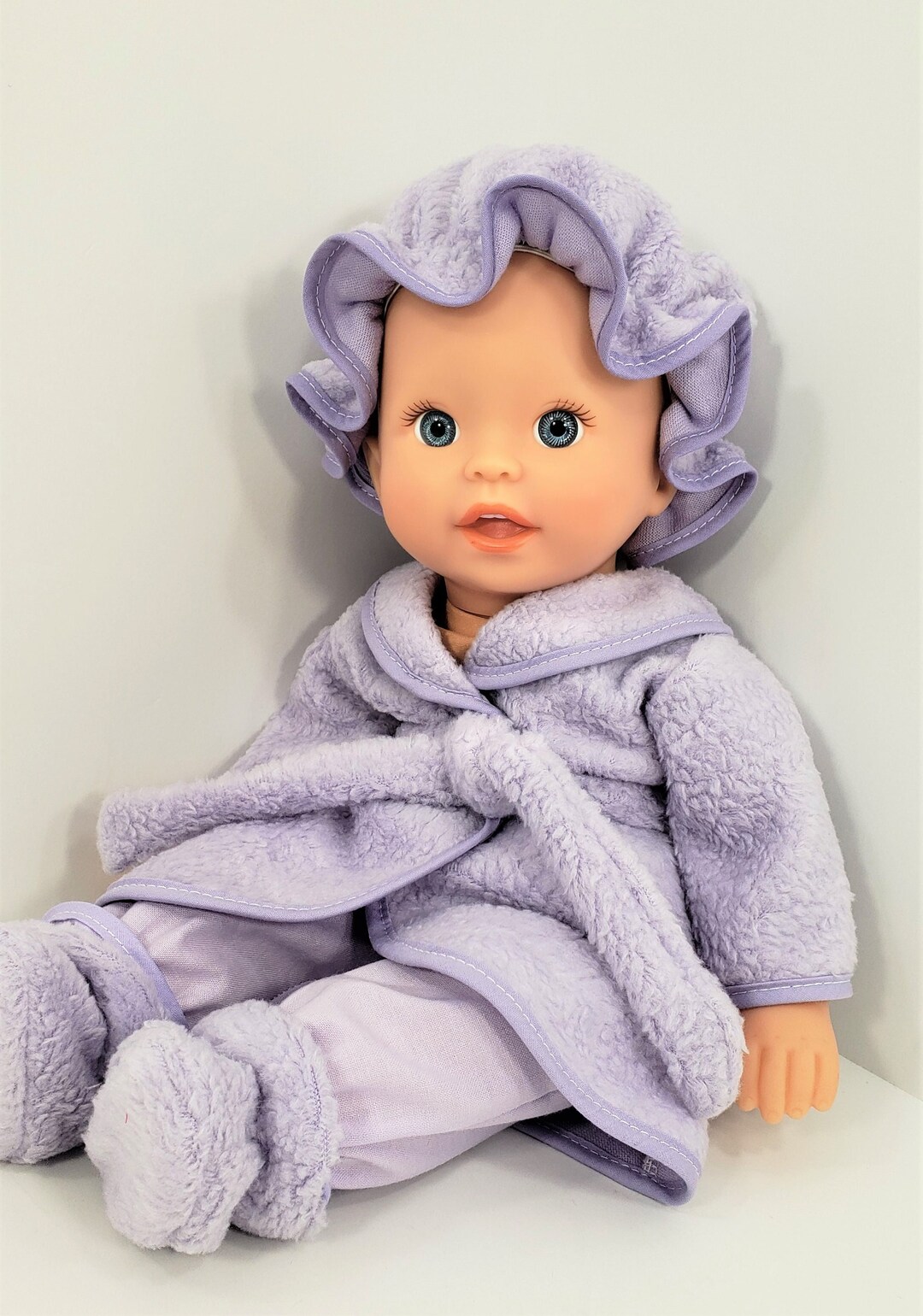 121314 Inch Small Lavender Doll Bath Robe, Reborn Baby Clothes, Fit