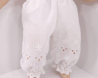 14" - 16" White Eyelet Doll Pantaloons / Pinafore, Fit Dolls like Bitty Baby, Lee Middleton, Madame Alexander, Thumbelina & more