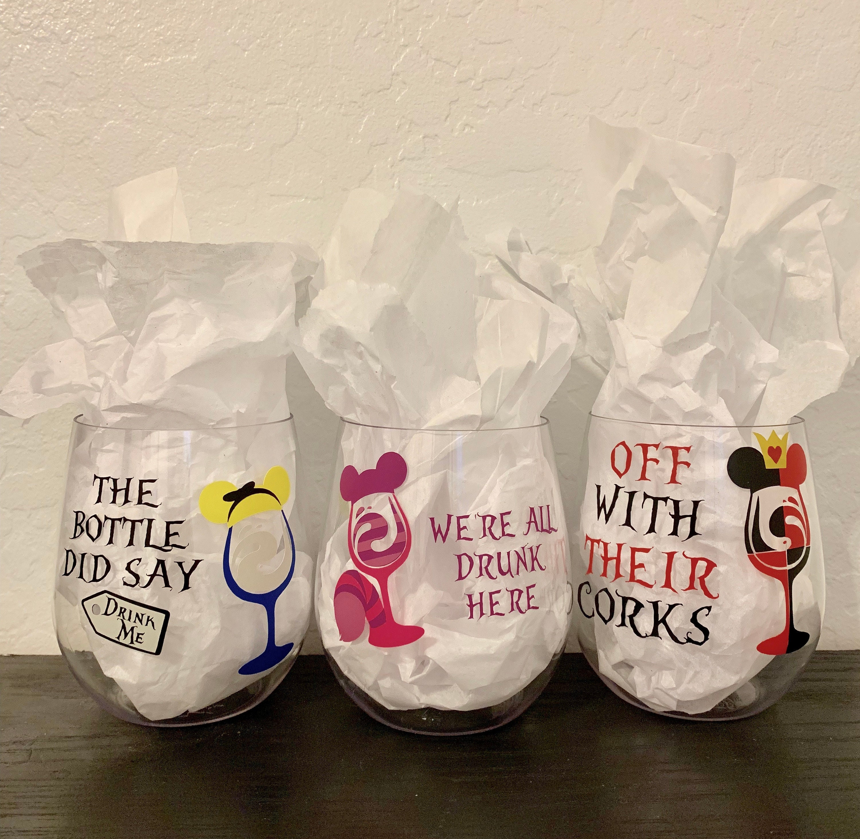 Alice in Wonderland Wine Glasses Etsy Canada