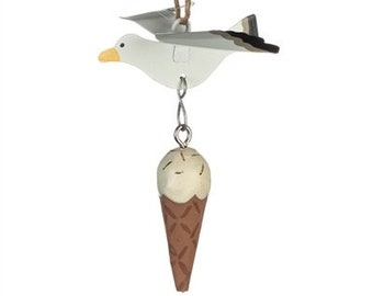 Seagull Steals Icecream hanging ornament