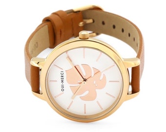 Oui Merci MC010004 Ladies watch Rose Gold and Tan Leather