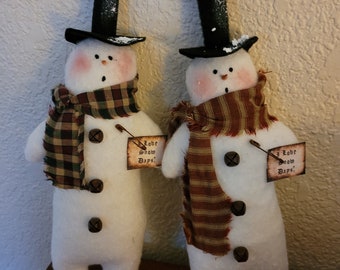 Snowman Christmas gift for her Snowman primitive snowman country decor winter decor Snowman tuck