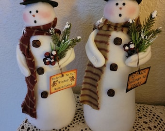 Snowman christmas decoration primitive snowman country snowman winter decor