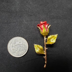 Elegant Red Rose Brooch