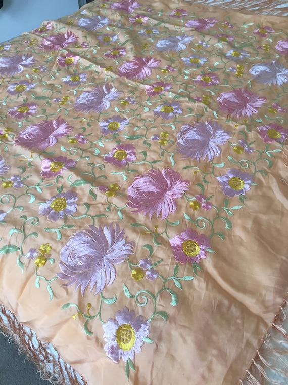 Silk embroidered shawl