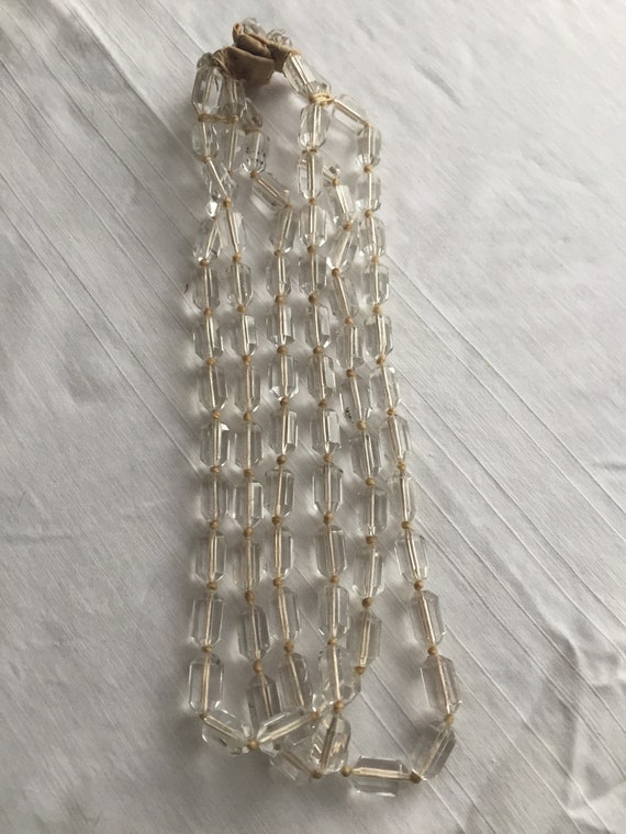 Hand strung clear glass beaded neckless