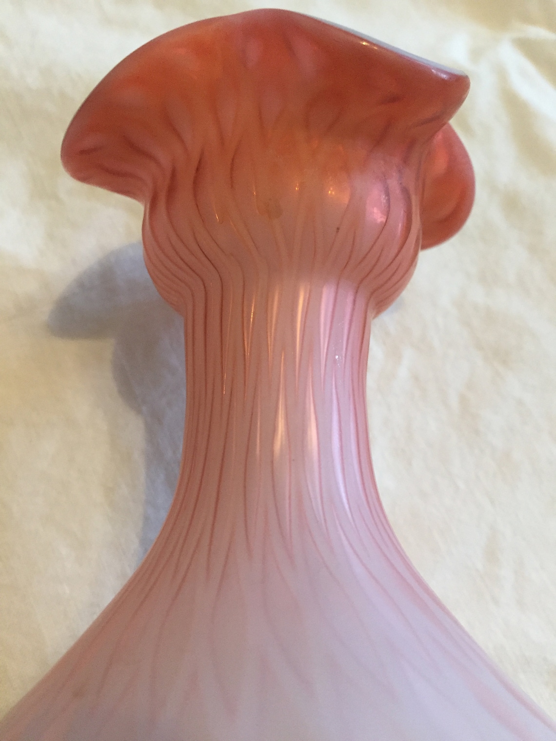 Pink Satin Glass Vase Etsy