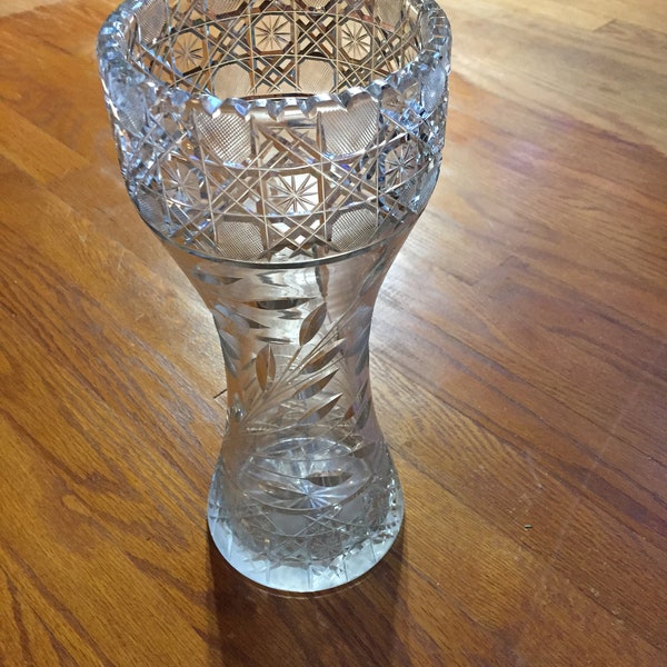 Heavy cut-glass vase