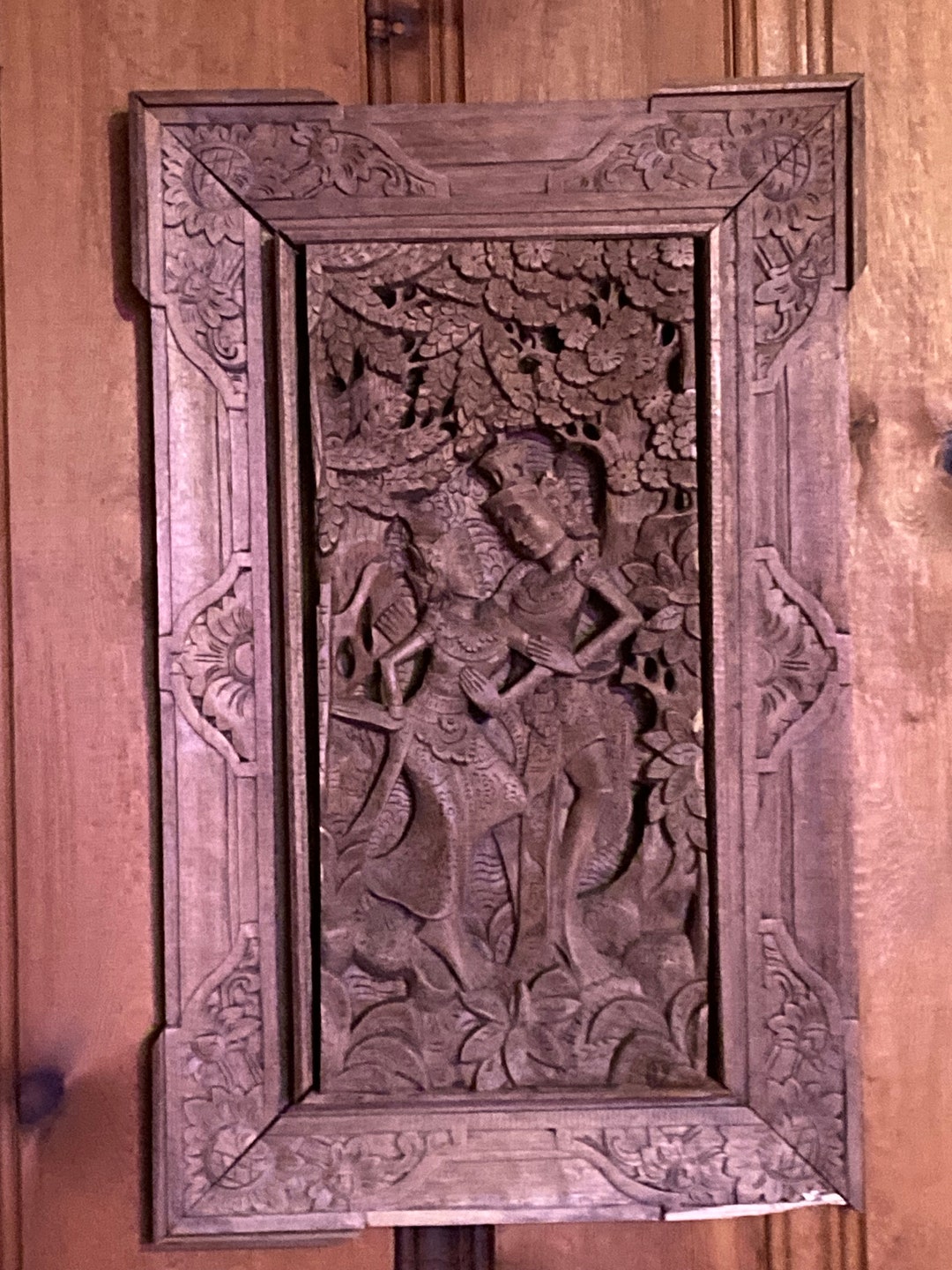 Vintage Wooden Wall Hanging From India Etsy