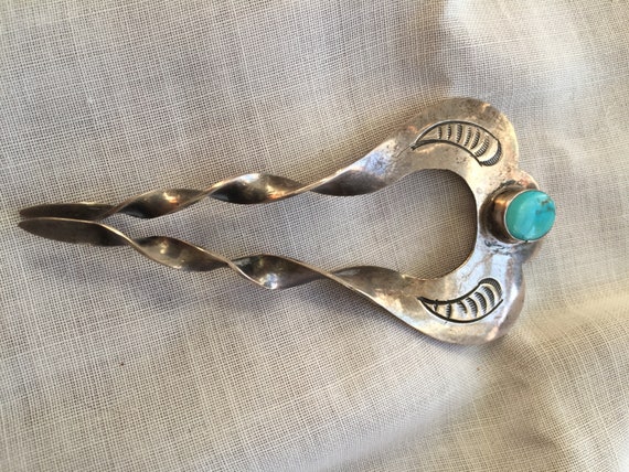 Sterling Silver Hair Pin With Turquoise Stone Etsy