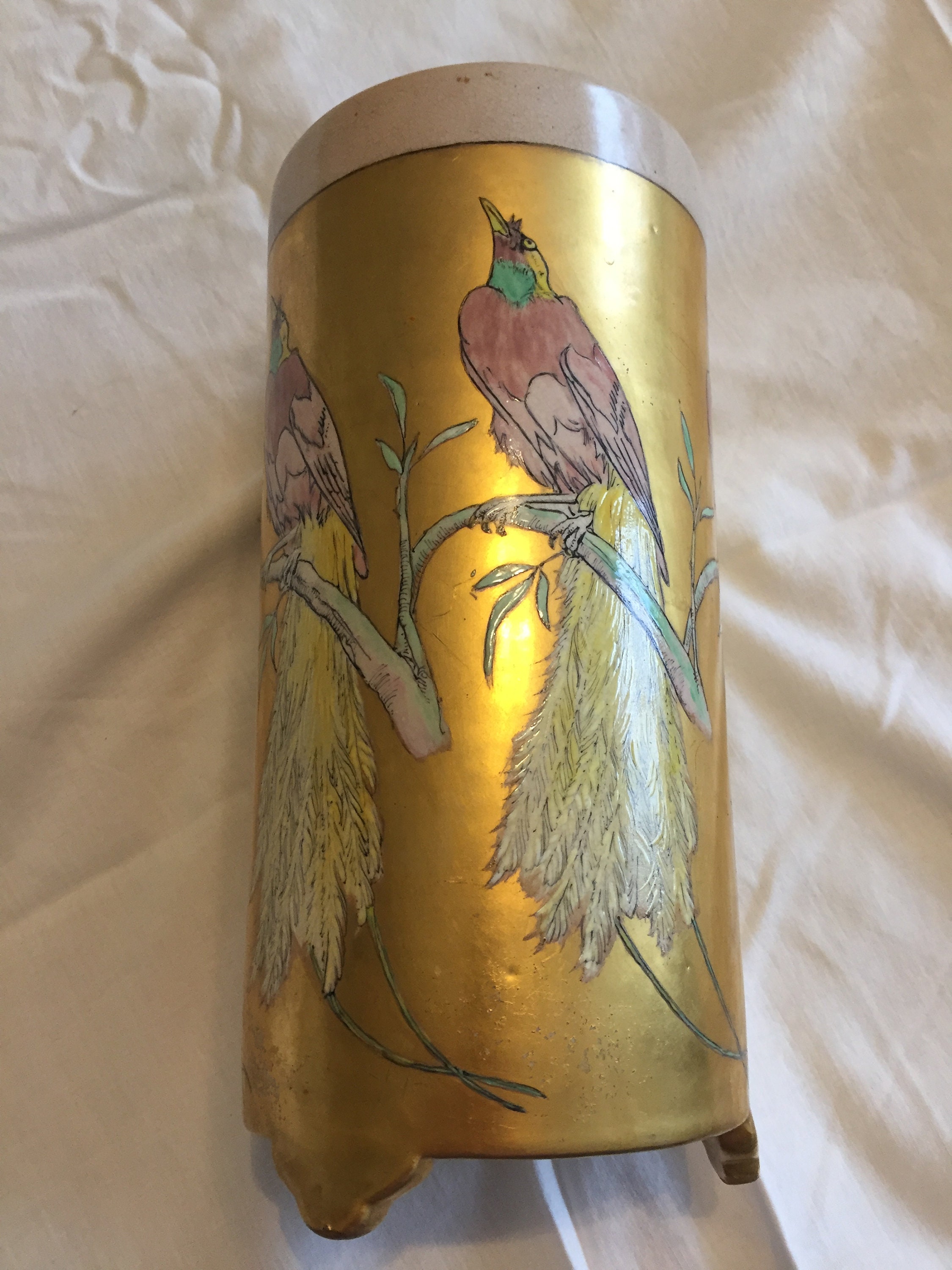 Gold Leaf Hand Painted Large Vase Etsy