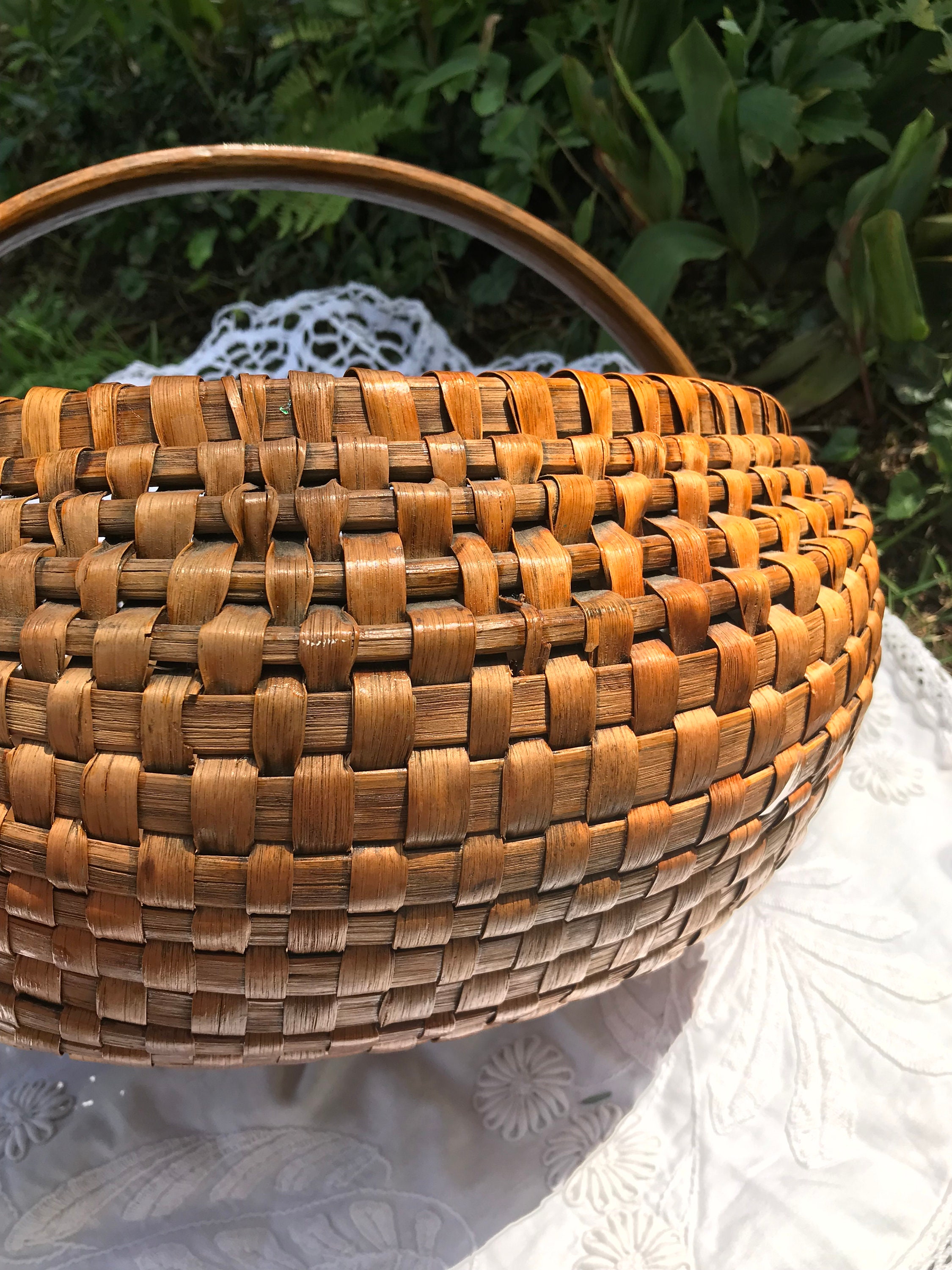 Woven Basket W/ Handle - Etsy