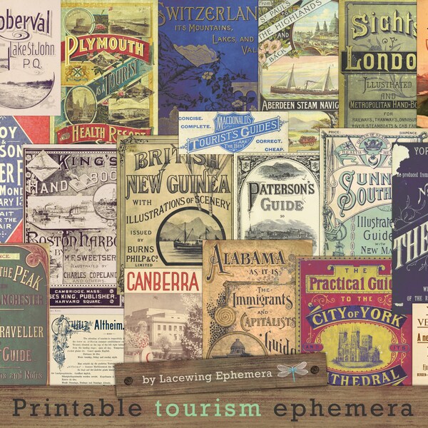 Vintage tourism posters, printable, tourist, tourism, ephemera, travel posters, England, Britain, Switzerland, Alabama, scrapbook, DOWNLOAD
