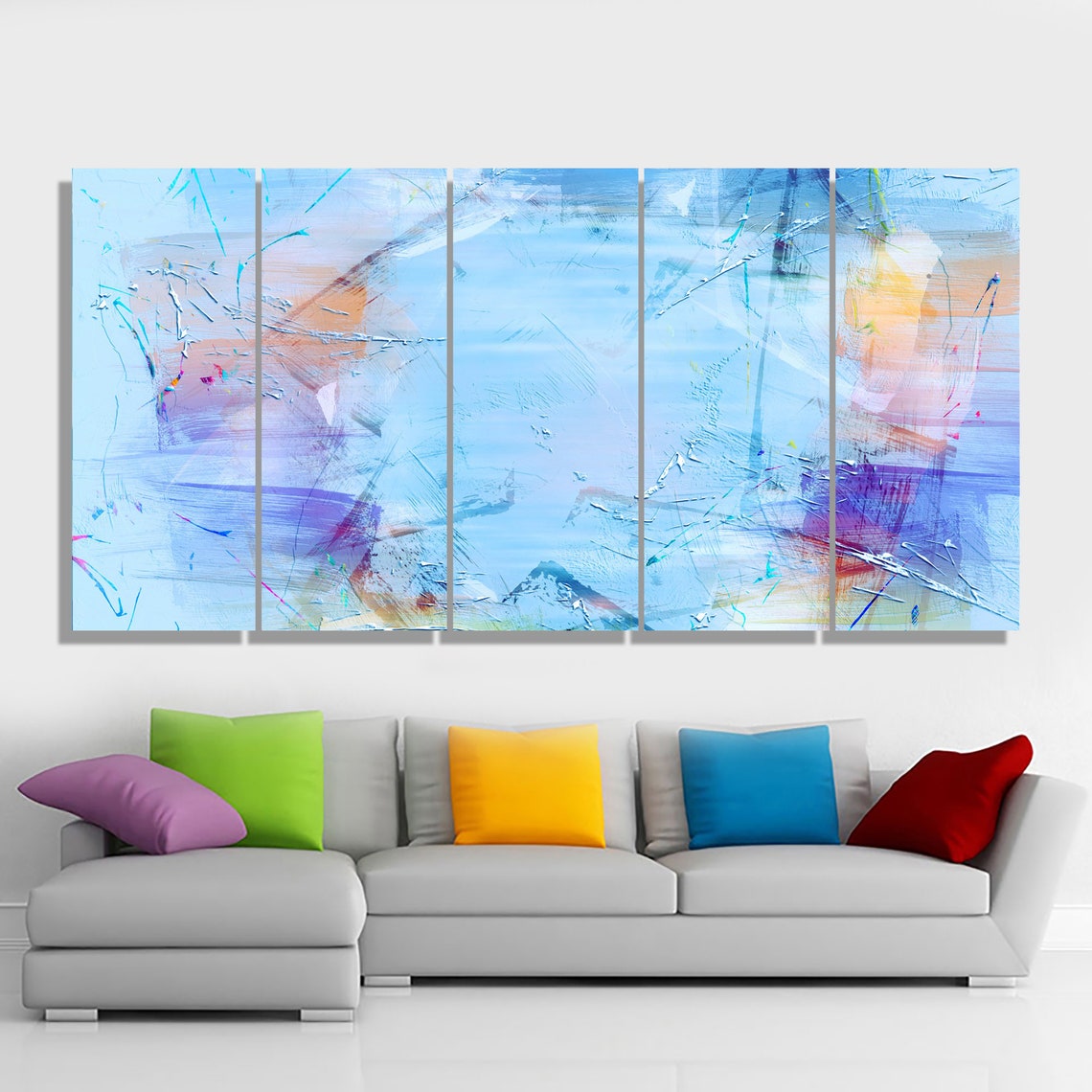 Abstract Art Light Blue Wall Art Canvas Paintings in 1-3-4-5 | Etsy