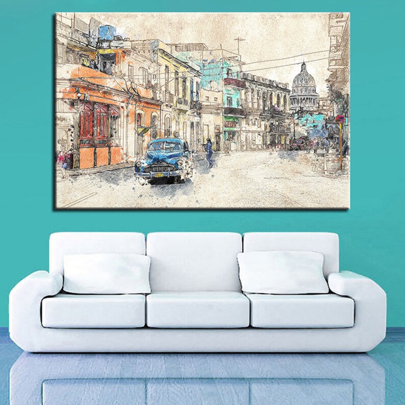 Streets of Cuba Wall Art Canvas Paintings in 1345 Pieces A Etsy