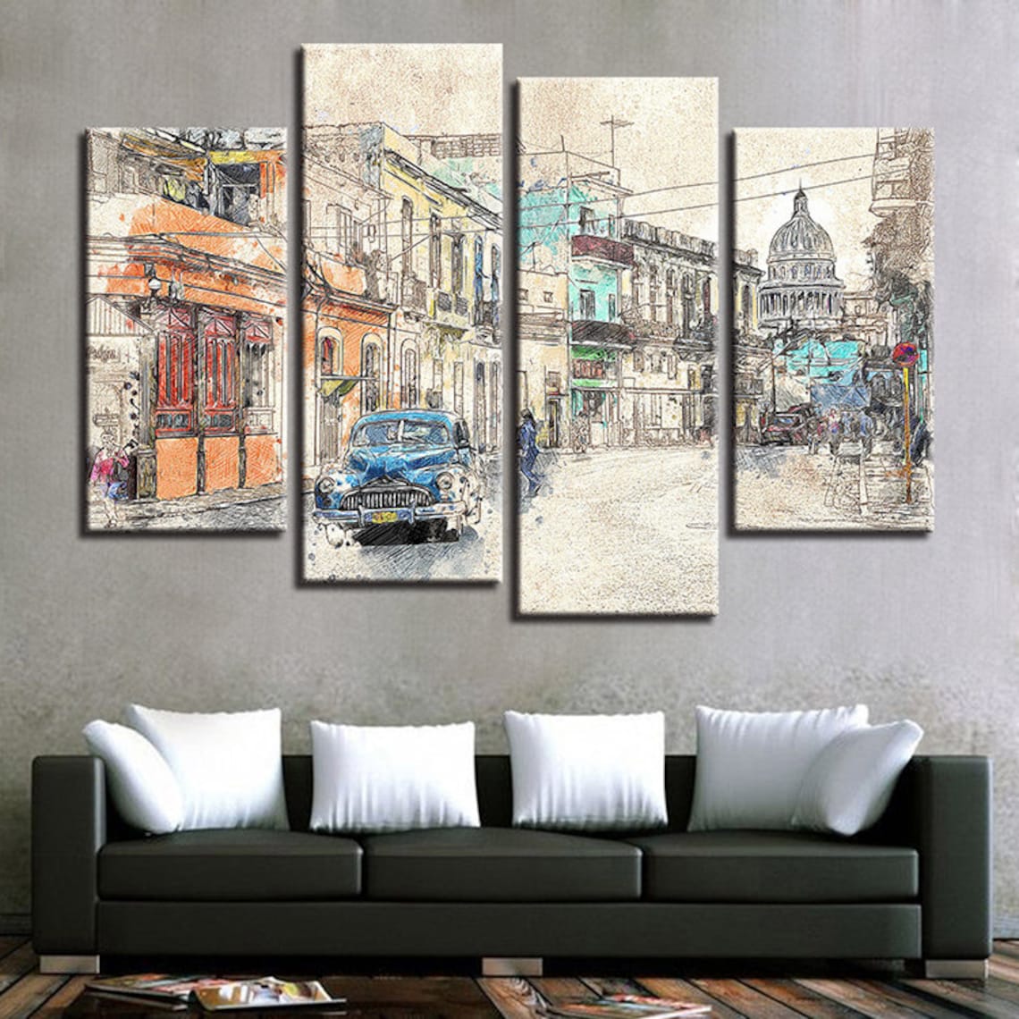 Streets of Cuba Wall Art Canvas Paintings in 1345 Pieces A Etsy