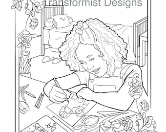 PDF Coloring Page Mother and Daughter Bond